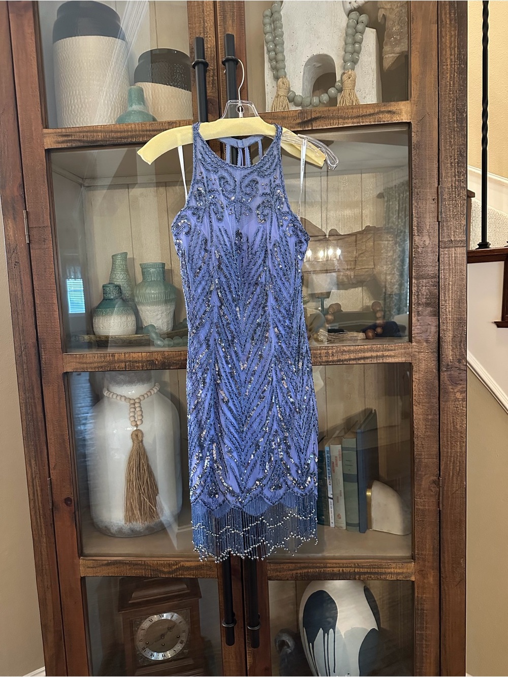 Sherri Hill Lavender Beaded Halter Mini Dress